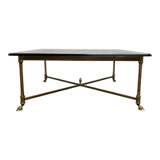 Vintage Mid Century Hollywood Regency Labarge Style Brass and Glass Table For Sale