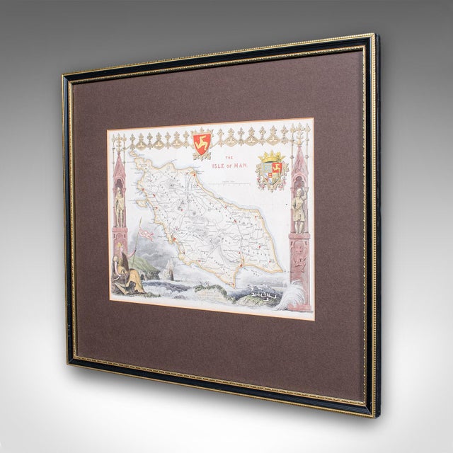 English Vintage Isle of Man Map, English, After Thomas Moule, Manx Cartography, Framed For Sale - Image 3 of 12