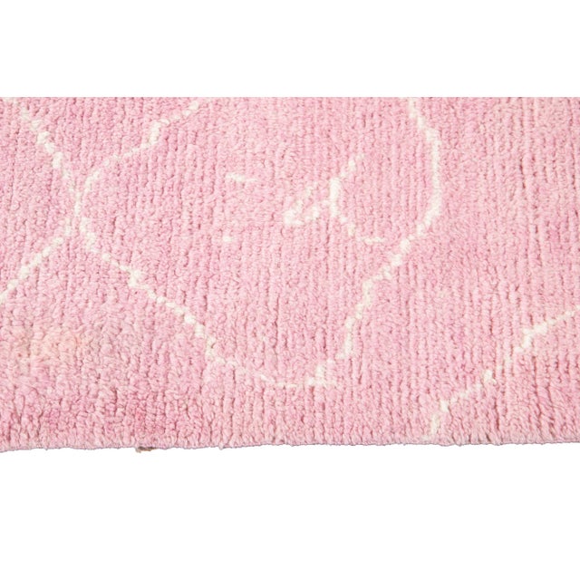 Textile Modern Moroccan Style Wool Rug in Pink With Tribal Pattern For Sale - Image 7 of 13