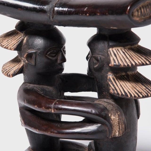 Tribal "Embrace" African Luba Headrest Sculpture For Sale - Image 3 of 7