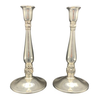 Vintage 'Royal Danish' International Sterling Silver Candlesticks- a Pair For Sale