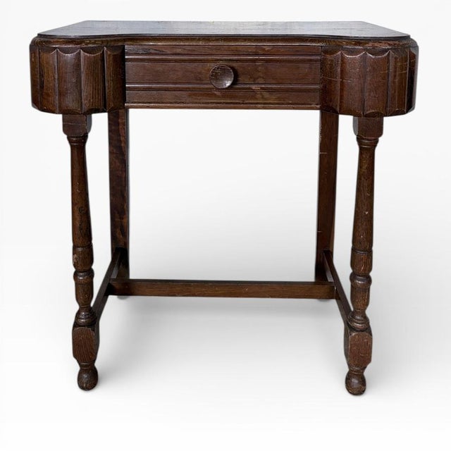 Art Deco Oak Console or Side Table with Drawer, 1930s For Sale - Image 9 of 9