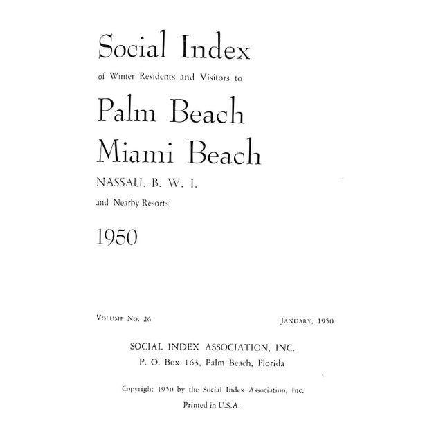 Traditional "Social Index Winter Residents and Visitors to Palm Beach/ Miami Beach/ Nassau Vol. 26" 1950 For Sale - Image 3 of 8