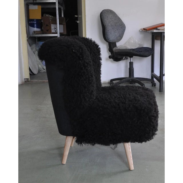 Black Mid-Century Sheepskin Cocktail Chair, 1960s For Sale - Image 8 of 8