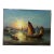 Vintage Painting on Canvas Chinese Junks Sailing Boats on Sunset Harbor Signed Framed For Sale