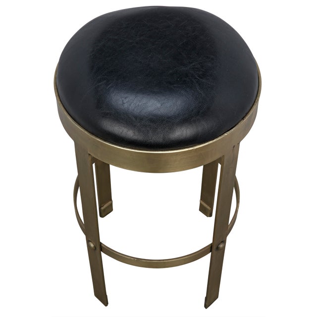 Contemporary NOIR Prince Counter Stool with Leather in Brass Finish For Sale - Image 3 of 5