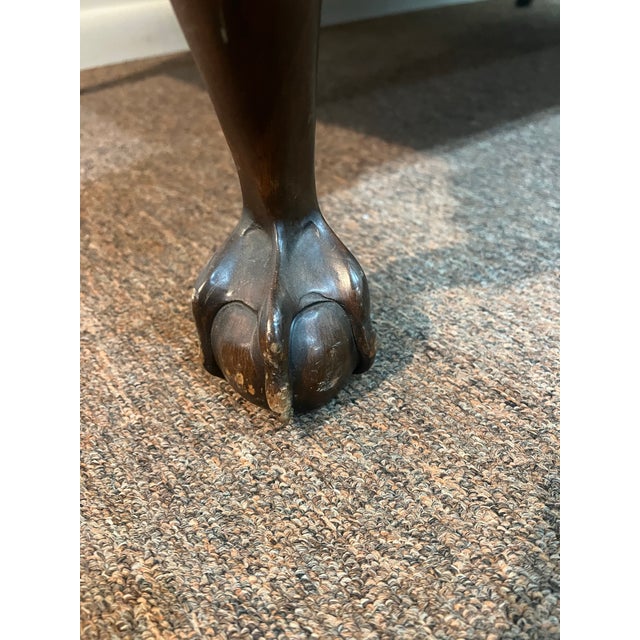 Yellow Early 20th Century Chippendale Style Camel Back Mahogany Footed Loveseat Sofa Newly Upholstered For Sale - Image 8 of 12