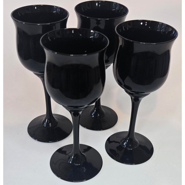 Onyx Vintage Onyx Black Goblets- Set of Four For Sale - Image 8 of 10