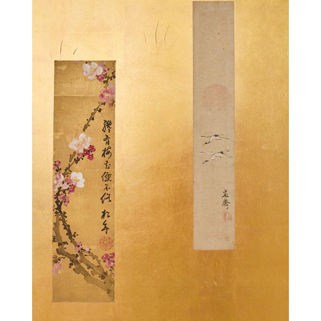 Wood Pair of Japanese Two Panel Screens Edo Period Vignettes For Sale - Image 7 of 12