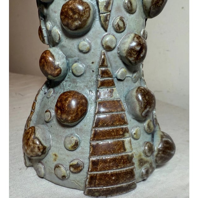 Vintage 25 Handmade Hobnail Pottery Chalice Goblet Brutalist Sculpture Vase For Sale - Image 13 of 14