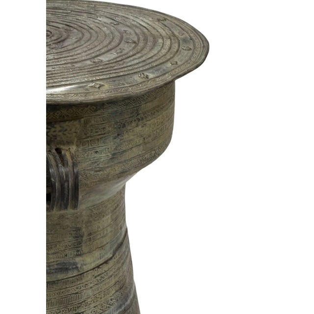 Cast Bronze Rain Drum With Elaborate Detail Patina Finish For Sale - Image 10 of 12