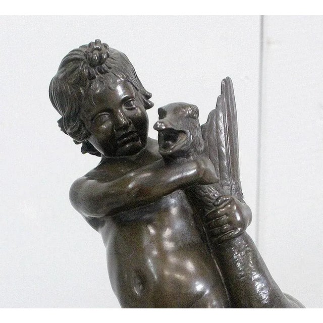 Bronze of a Cherub Holding a Goose by A. Collas, 19th Century For Sale - Image 4 of 18