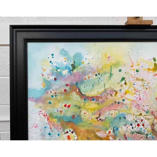 Turquoise Light Colourful Abstract Art on White Background - Unique Original Art by Contemporary British Artist, 2021 For Sale - Image 8 of 12