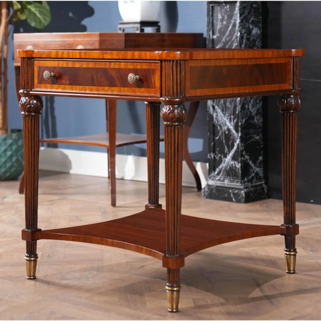 Traditional Square Mahogany End Table For Sale - Image 6 of 10