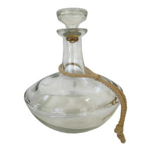 Vintage Nautical-Style Clear Glass Decanter With Rope Accent and Original Stopper