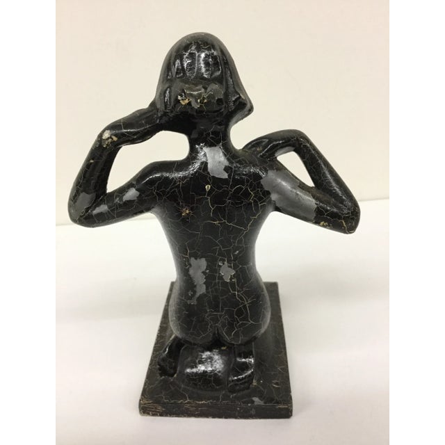 Antique Crackle Painted & Cast Metal Nude For Sale - Image 4 of 11