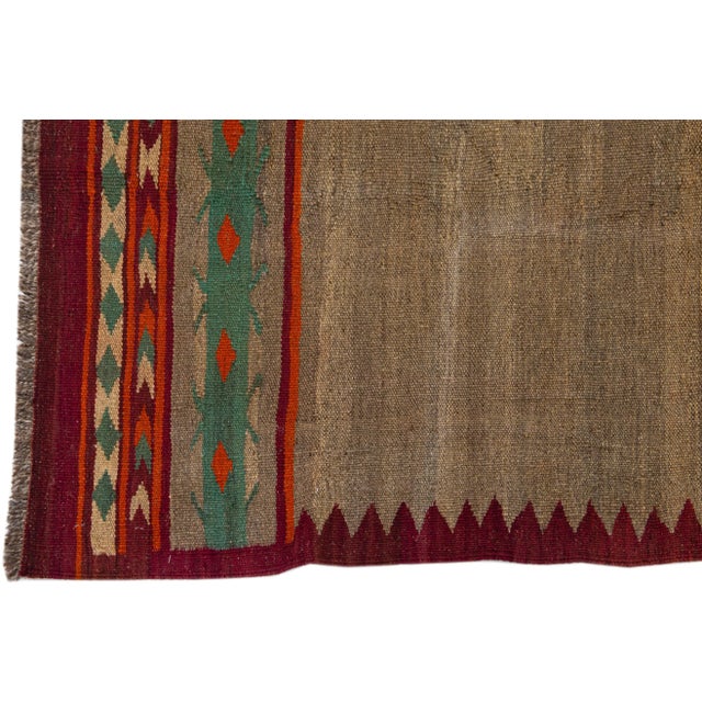 2020s Modern Kilim Handmade Multicolor Geometric Wool Runner For Sale - Image 4 of 7