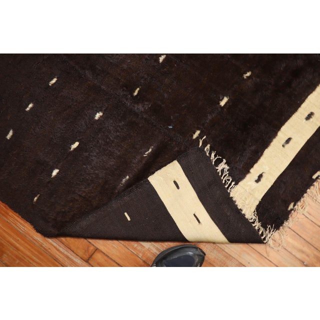 Textile Antique Black Turkish Mohair Rug - 4'7" x 5'9" For Sale - Image 7 of 7