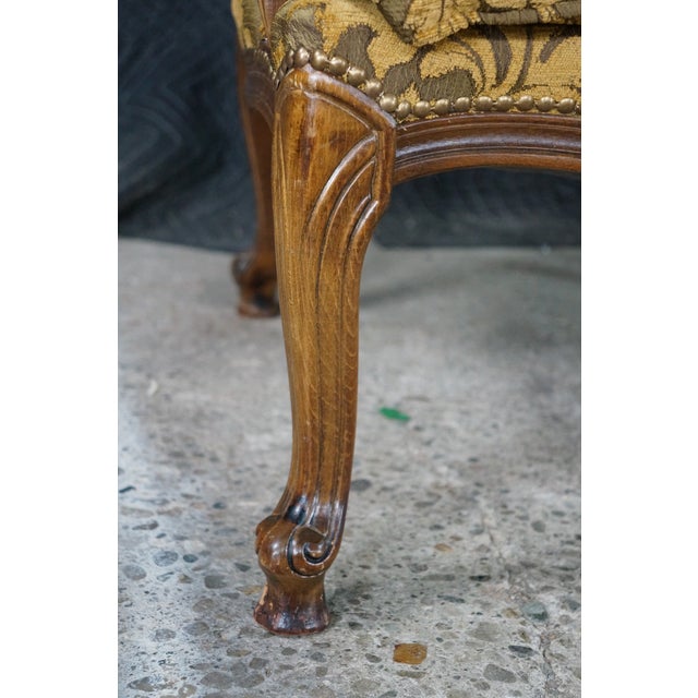 Olive Vintage Italian French Provincial Bergere Armchair Fauteuil Library Lounge Chair For Sale - Image 8 of 18