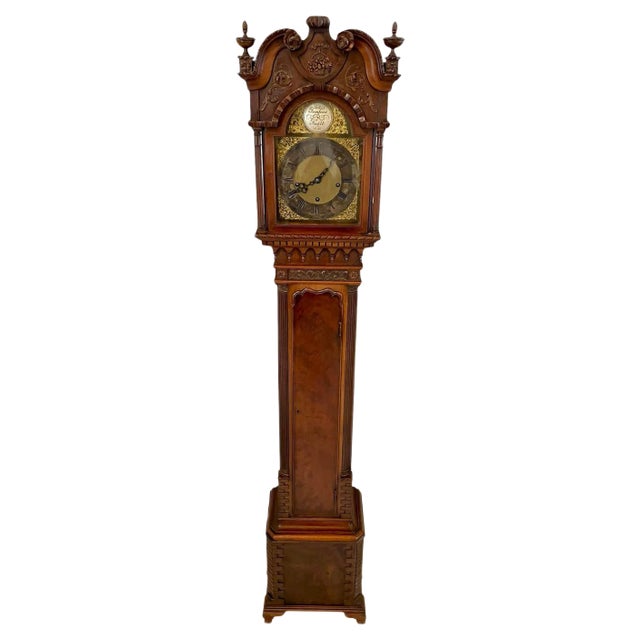 Carved Mahogany Grandmother Clock in the Style of Chippendale For Sale