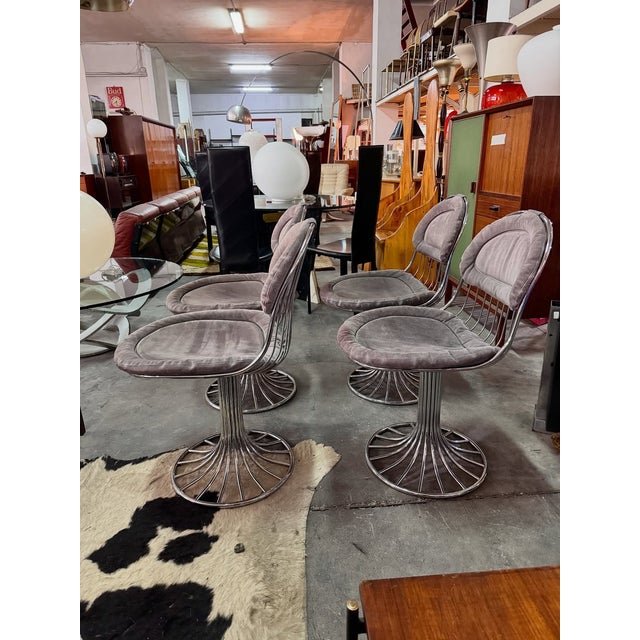 Metal Vintage Italian Chairs by Gastone Rinaldi for Rima Padova, 1970s, Set of 4 For Sale - Image 7 of 9