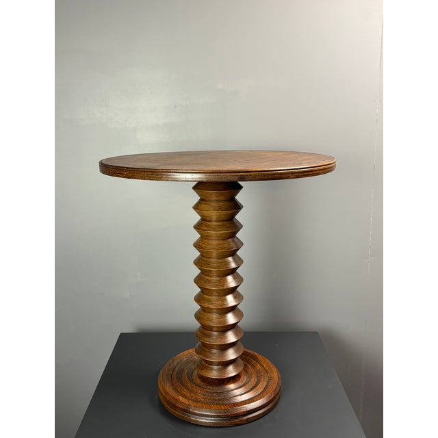 Modern Mid-Century Brutalist French Wood Turned Winepress Side Table in the style of Charles Dudouyt, 1950s For Sale - Image 3 of 12