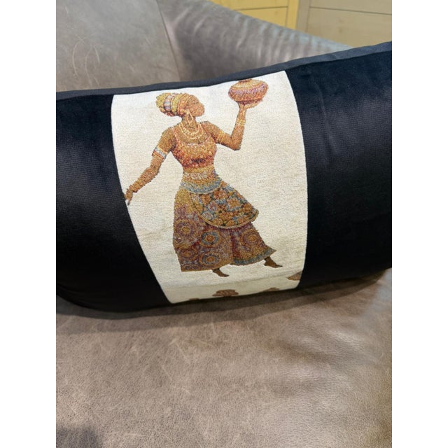 Handmade Velvet Ethnic Lumbar Pillow Cover For Sale In Los Angeles - Image 6 of 11
