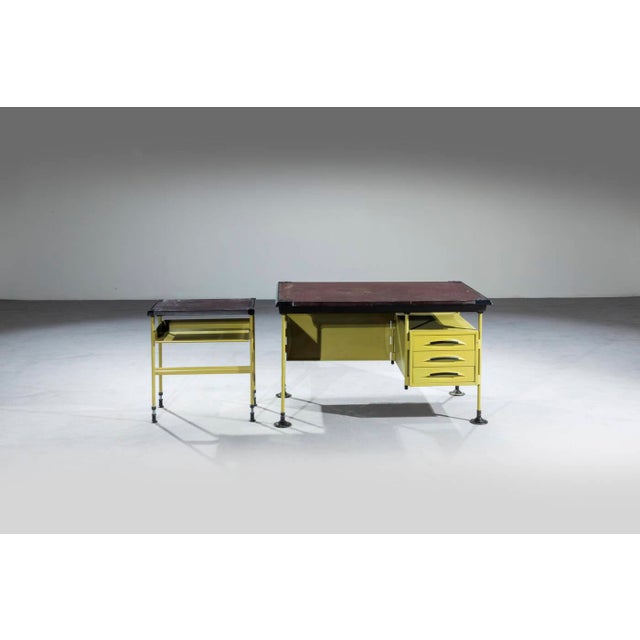 Desk and cabinet mod. Space designed by Studio BBPR and produced for Olivetti in the 1960s. Structure in painted metal,...