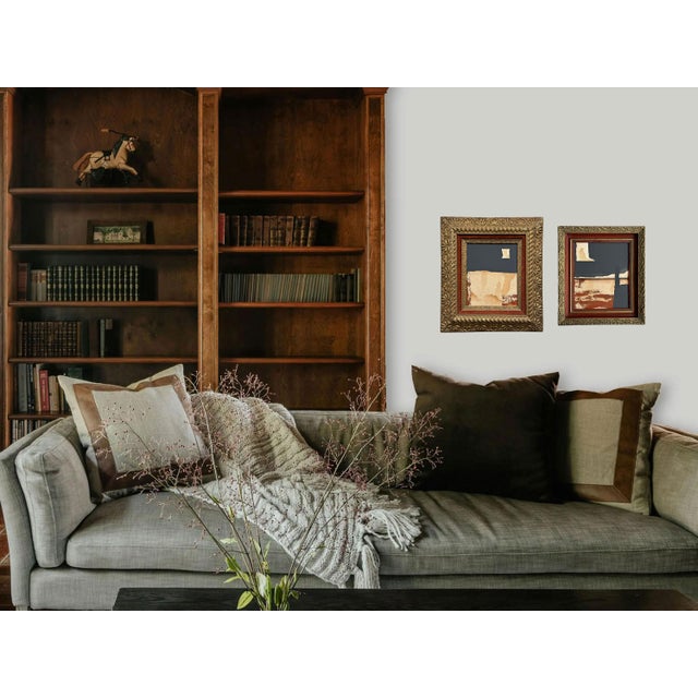 Abstract “Rodeo” Black Abstract Art in Antique Frame, Transitional Living Room Art by JTS For Sale - Image 3 of 11