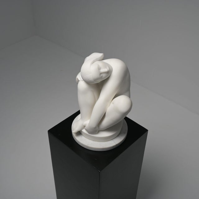 Jan Keustermans, Figurative Statue, 1990s, Carrara Marble For Sale - Image 9 of 18