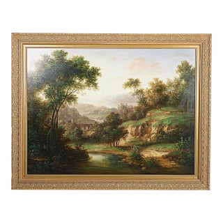 Late 20th Century Pablo Munoz (Peruvian, 1953-), Traditional Woodland Landscape, Oil on Canvas For Sale