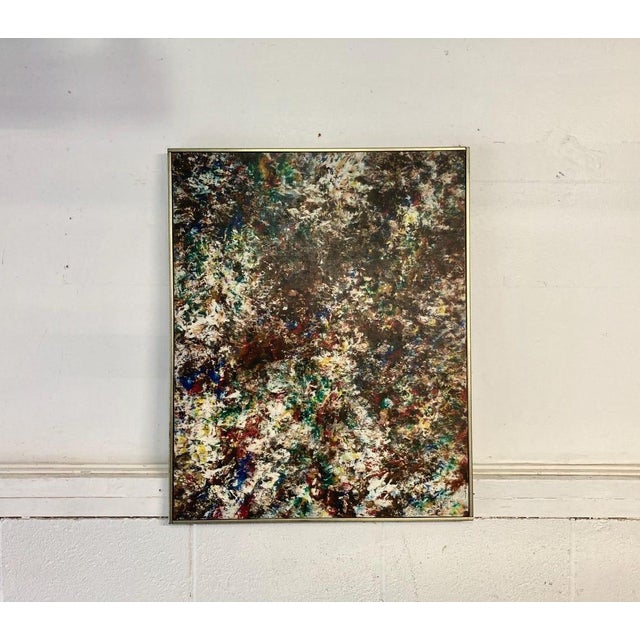 Signed Original Vintage Mid Century Abstract Oil Painting by Milt Surrey Signed on back by the artist and ready to hang....