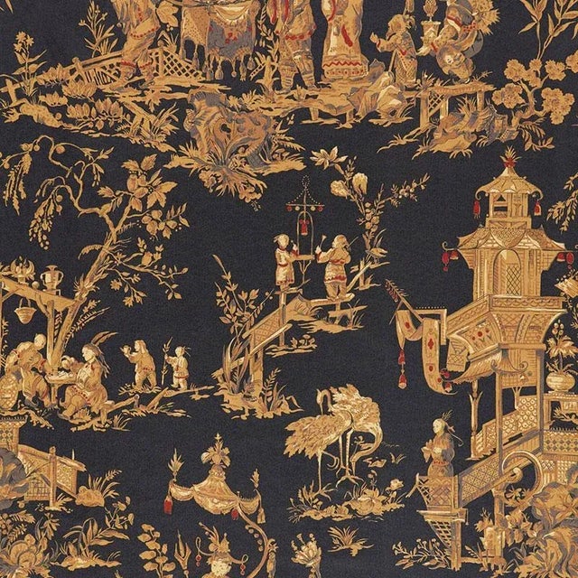 First issued in the 1930s, this perennial chinoiserie design is a Schumacher classic. Also available as a wallcovering....