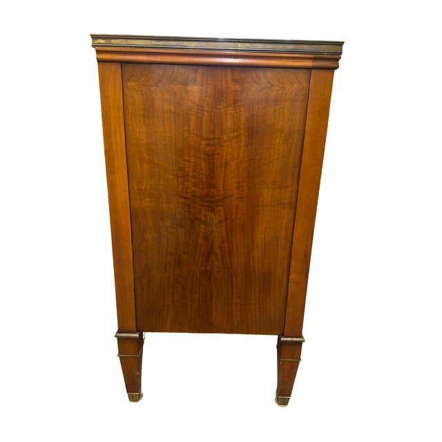Metal Mid 20th Century John Widdicomb Neoclassical Marble Top Chest With Lion Head Brass Pulls For Sale - Image 7 of 8