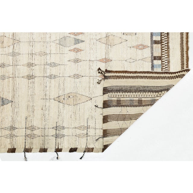 Moroccan Contemporary Handmade Moroccan Style Wool Area Rug With Geometric Diamond Motifs For Sale - Image 3 of 11