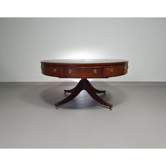 Victorian Mahogany Coffee Table with Leather Top on Brass Wheels from Heldense, 1980s For Sale - Image 16 of 16