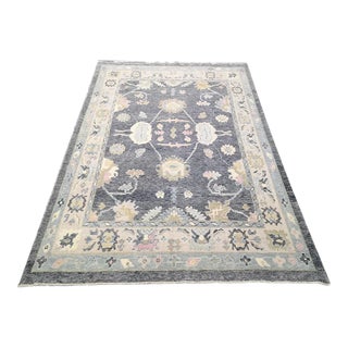 Contemporary Turkish Hand-Knotted Oushak Area Rug For Sale