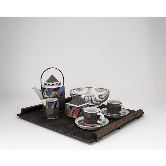 Rosenthal Tea Set with Wooden Tray by Rosenthal & Alessi, 1990, Set of 11 For Sale - Image 4 of 15