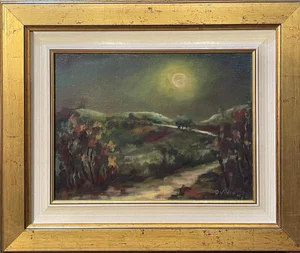Ovidio Manetti, Rural Night Scene, Oil on Canvas, Framed
