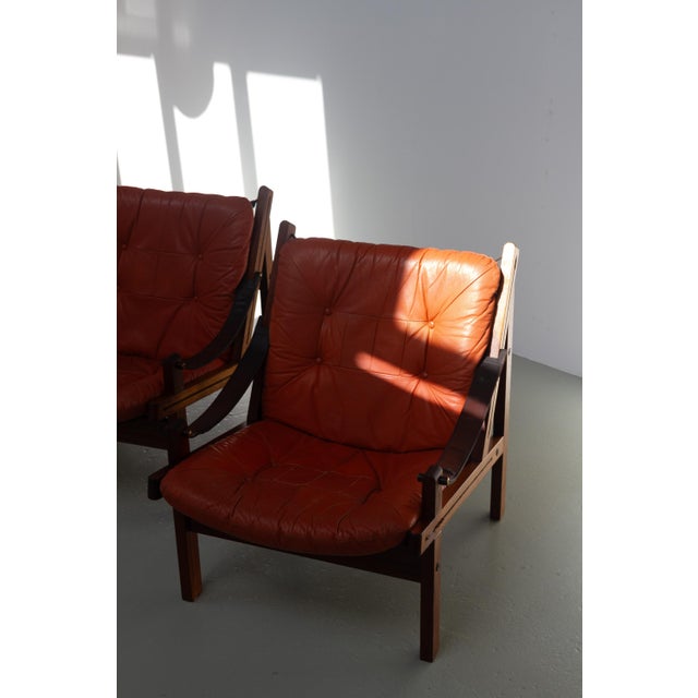Mid-Century Modern Norwegian Hunter Easy Chairs by Torbjørn Afdal for Bruksbo, 1970s, Set of 2 For Sale - Image 3 of 18