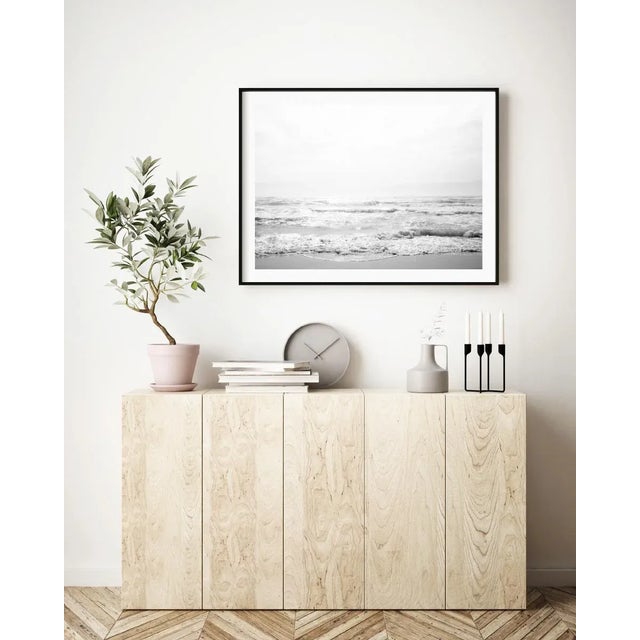 Paper Contemporary Minimalist Coastal Art Print, 45 X 30" Black and White Fine Art Photography Print, 'Gulf Spray' Monochrome Florida Art For Sale - Image 7 of 8