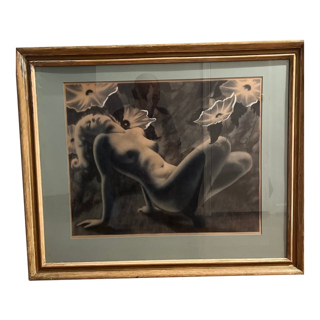 Lithograph by William A.Reynolds Jr. Quaintance Made in 1938 Titled Moon Flower Framed For Sale