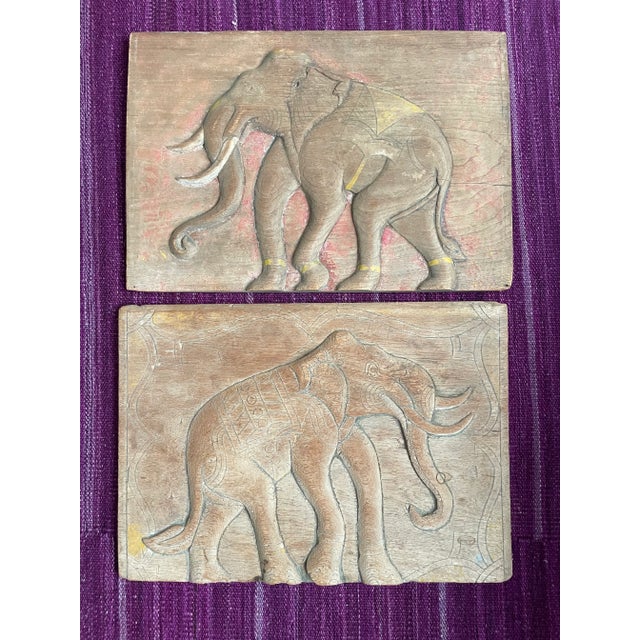 Pair of Carved Wood Door Panels of Elepants For Sale - Image 9 of 9