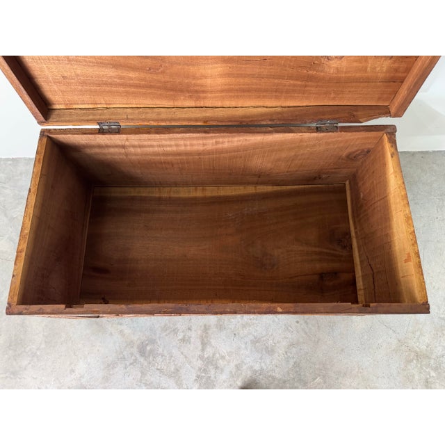 Wood Vintage African Benin (Nigeria) Hand-Carved Wooden Chest Honoring the Oba of Benin/ Sold For Sale - Image 7 of 12