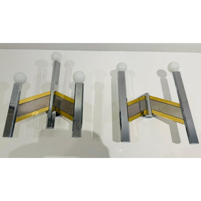 Gaetano Sciolari Set of Sciolari 1960 Space Age Italian Mid Century Wall Lamps For Sale - Image 4 of 12