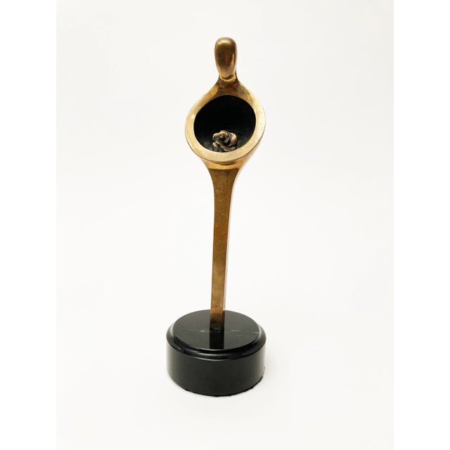 Contemporary 20th Century Brass Sculpture Sisters of Mercy Unending Circle With Inset Flower For Sale - Image 3 of 12