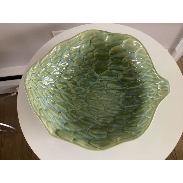 Ceramic Large Portuguese Artichoke Shape Serving Bowl For Sale - Image 7 of 14