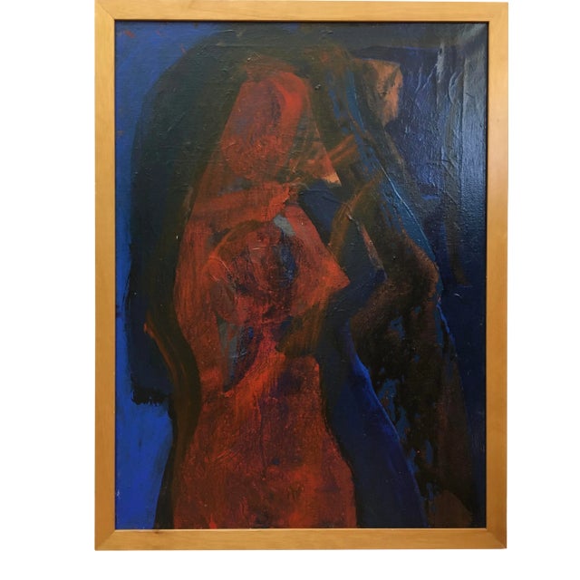 Vintage Mid Century Abstract Oil Painting by Listed Artist Daniel Buckler For Sale