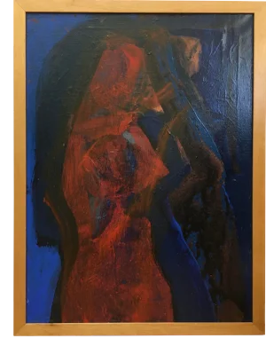 Vintage Mid Century Abstract Oil Painting by Listed Artist Daniel Buckler