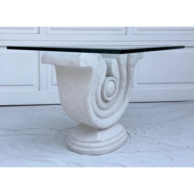 Glass Modern Sculptural Plaster and Glass Side Table For Sale - Image 7 of 11